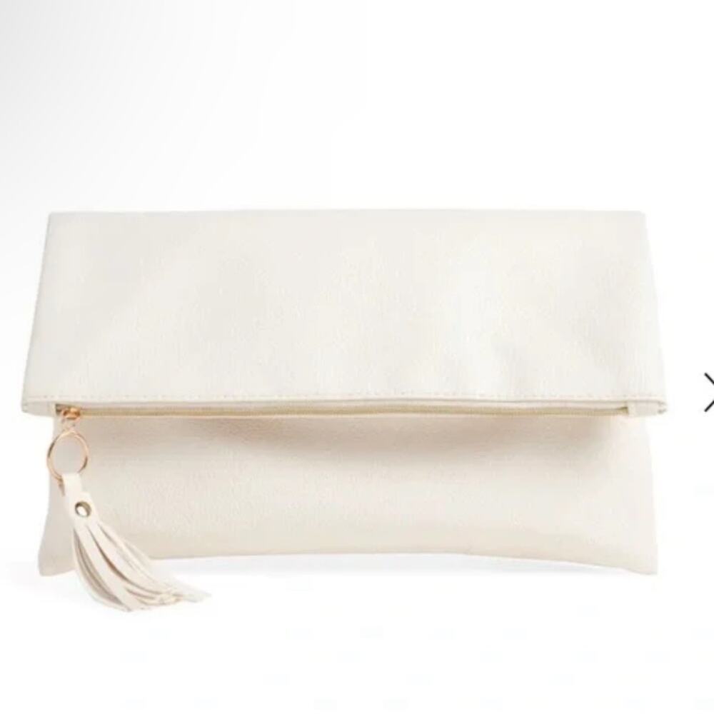 Rachel Miriam Vegan Pebble Clutch Faux Leather Foldover Bag - Picture 6 of 7